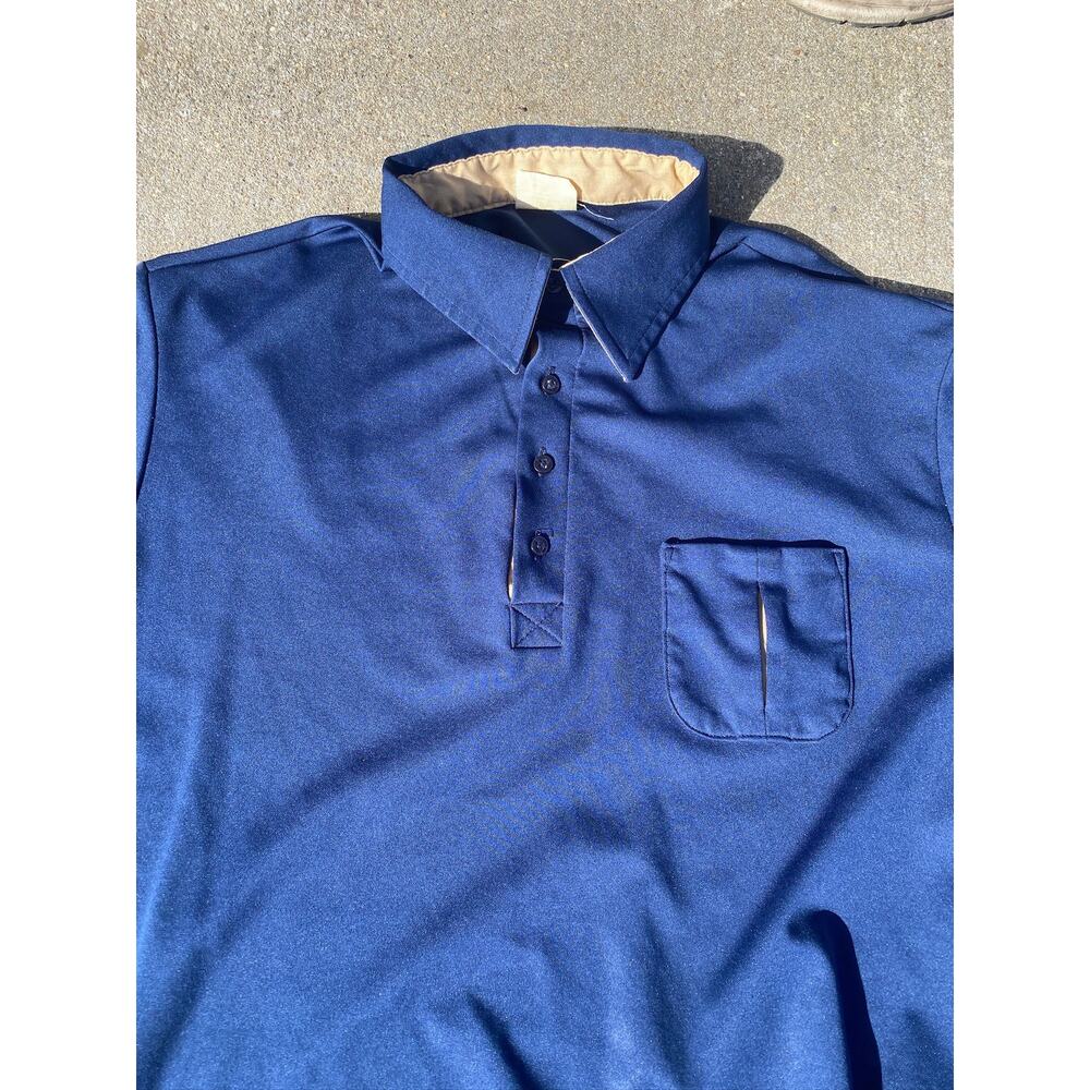 Vintage King Louie Men L Bowling Polo button Navy Blue short sleeve shirt - Picture 2 of 5
